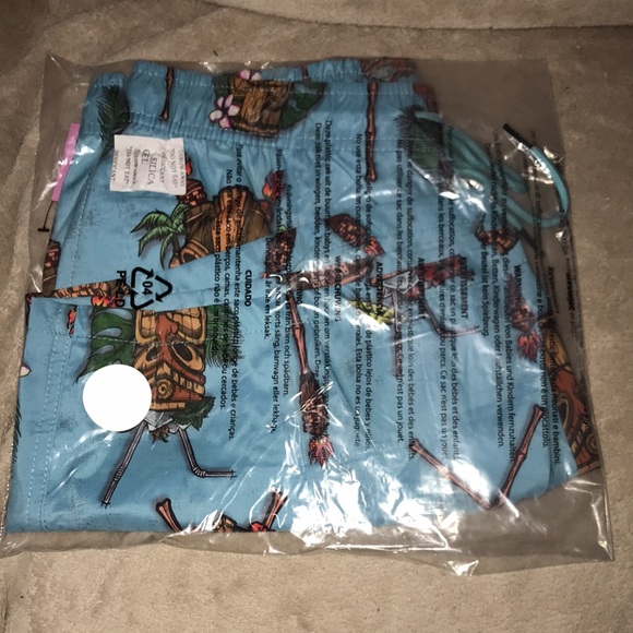 Psycho Tuna Blue Tint Size medium Tiki Cocktail Party swim trunks New - Picture 4 of 6